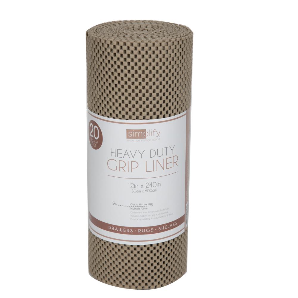 Simplify 20 Ft Taupe Roll Heavy Duty Grip Shelf Liner 9818 Taupe