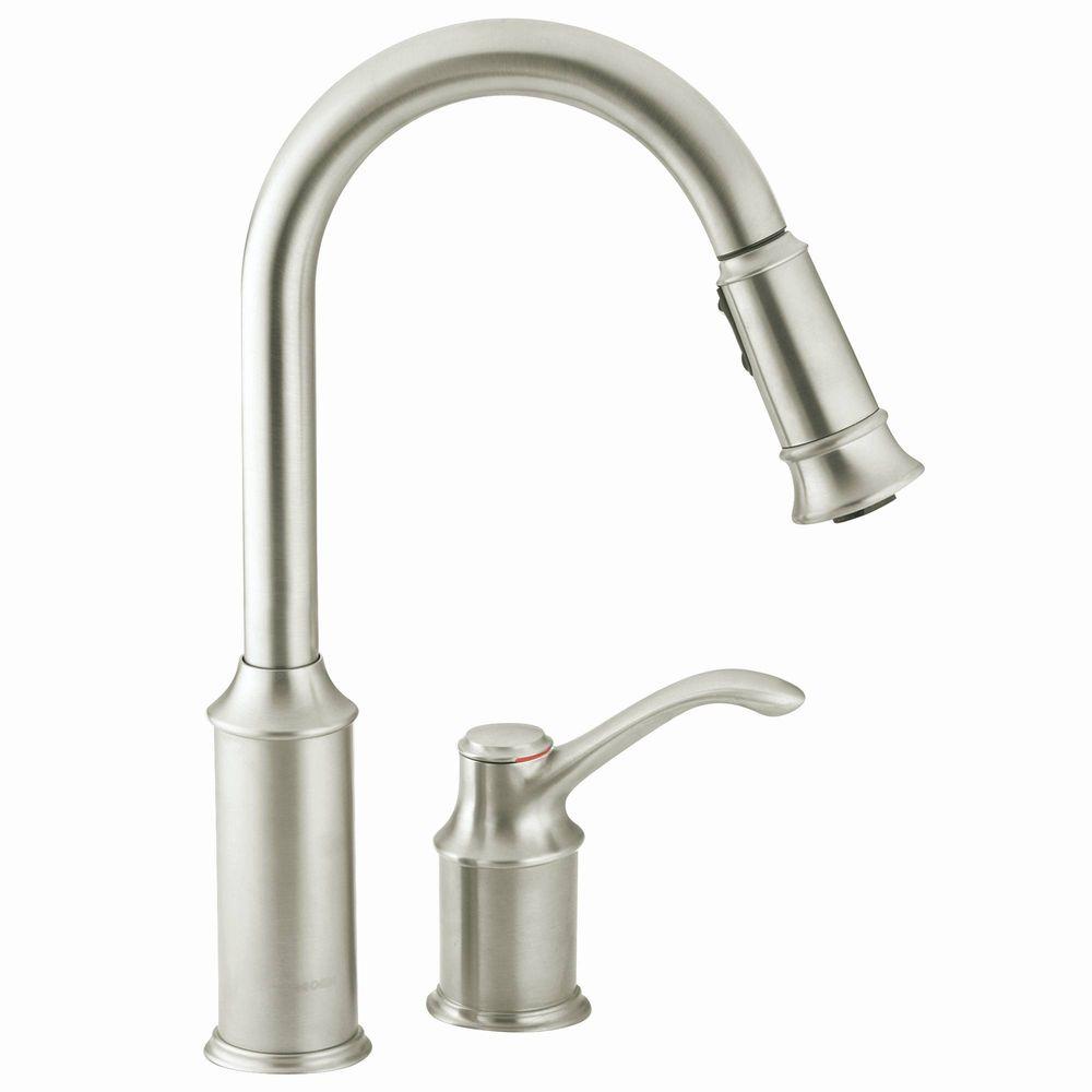 MOEN Aberdeen Single-Handle Pull-Down Sprayer Kitchen ...