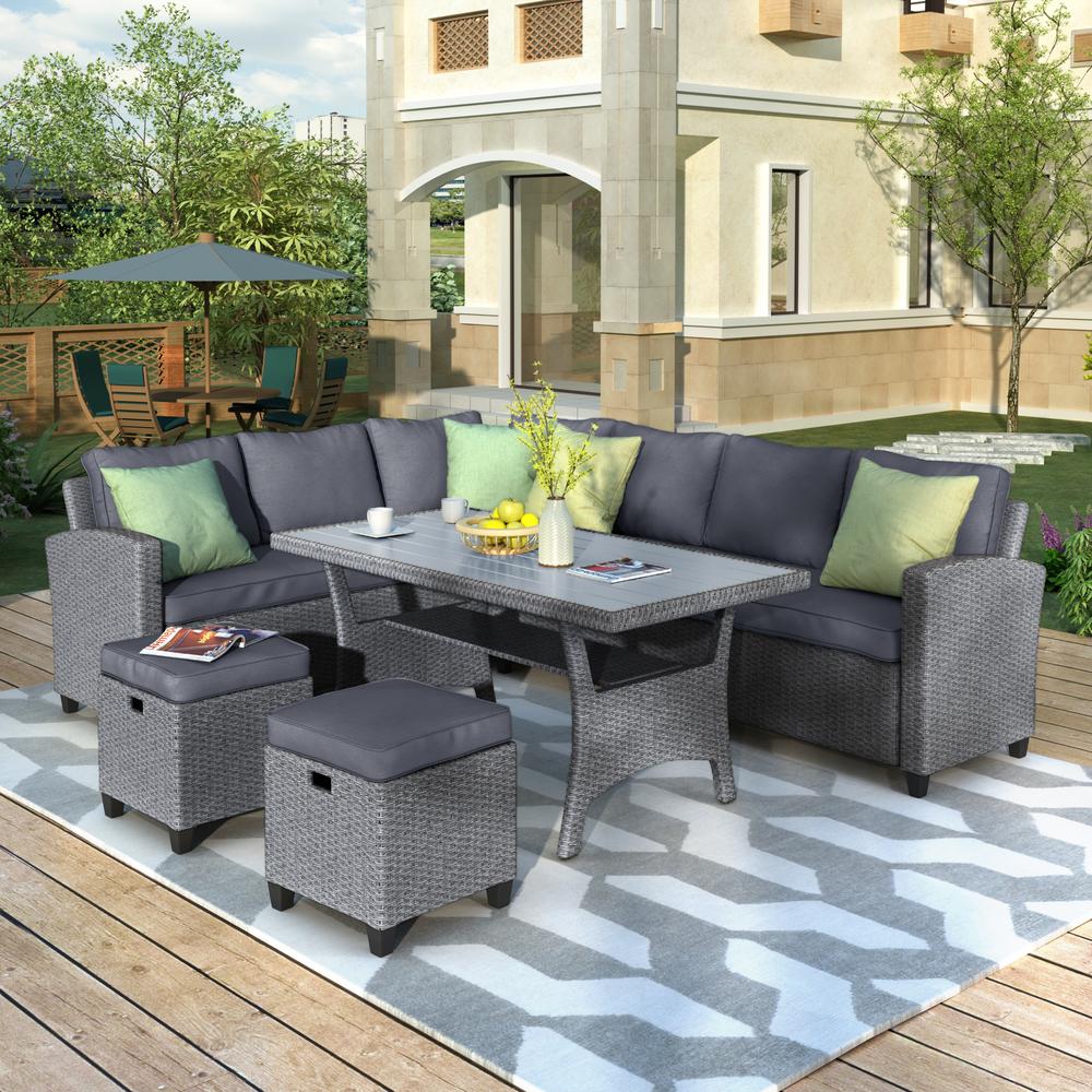 Harper Bright Designs 5 Piece Wicker Outdoor Sectional Seating Harper Bright Designs 5 Piece Wicker
