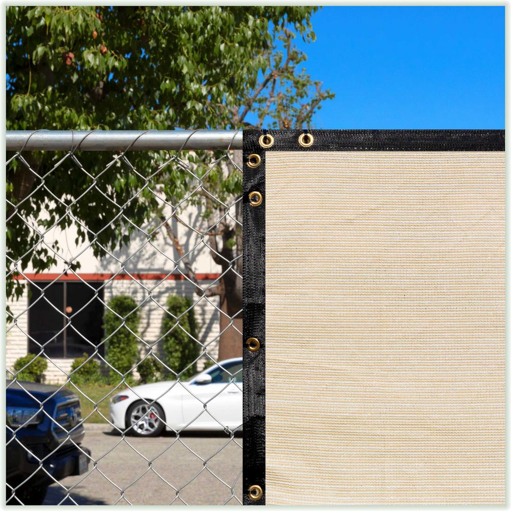 6/’ X 50/’ Tan Beige UV Rated 85/% Blockage Fence Privacy Screen Windscreen Shade Cover Fabric Mesh Tarp W//Grommets 145gsm