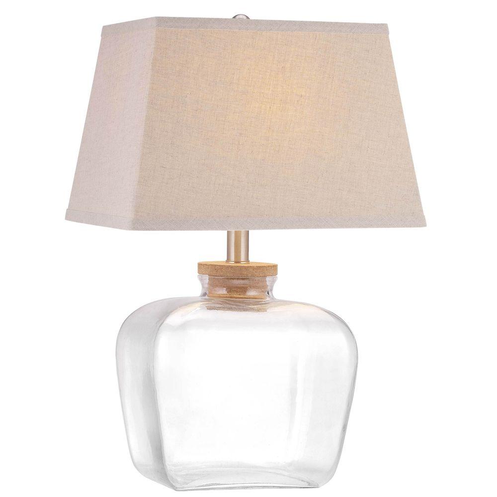 DSI Fillable 20.25 in. Clear Glass Table Lamp with Linen Shade-16493