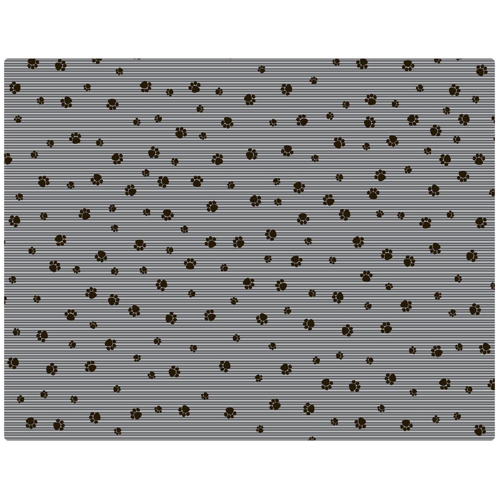 Drymate Grey Stripe Black Paw 36 In X 28 In Cat Litter Mat