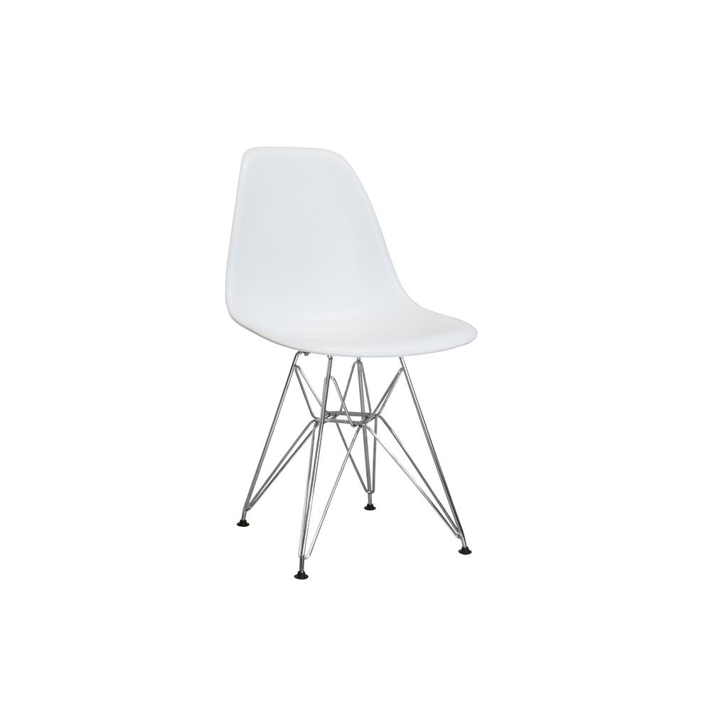 Mod Made Paris Tower White Dining Side Chair With Chrome Legs Set Mod Made Paris Tower White Dining Side Chair With Chrome Legs Set Of 2