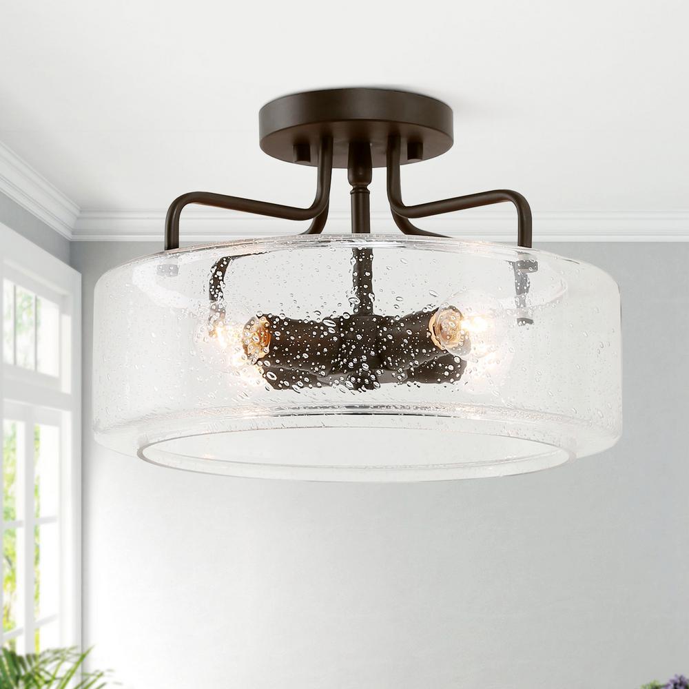 LNC Etilka 12 in. 4Light Oil Rubbed Bronze SemiFlush Mount Ceiling