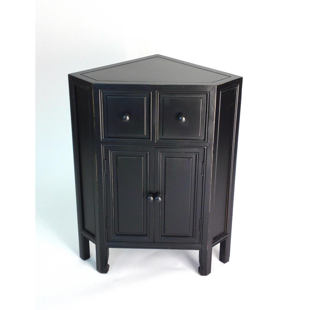 Wayborn Ant Black Suchow Corner Cabinet 5652b The Home Depot