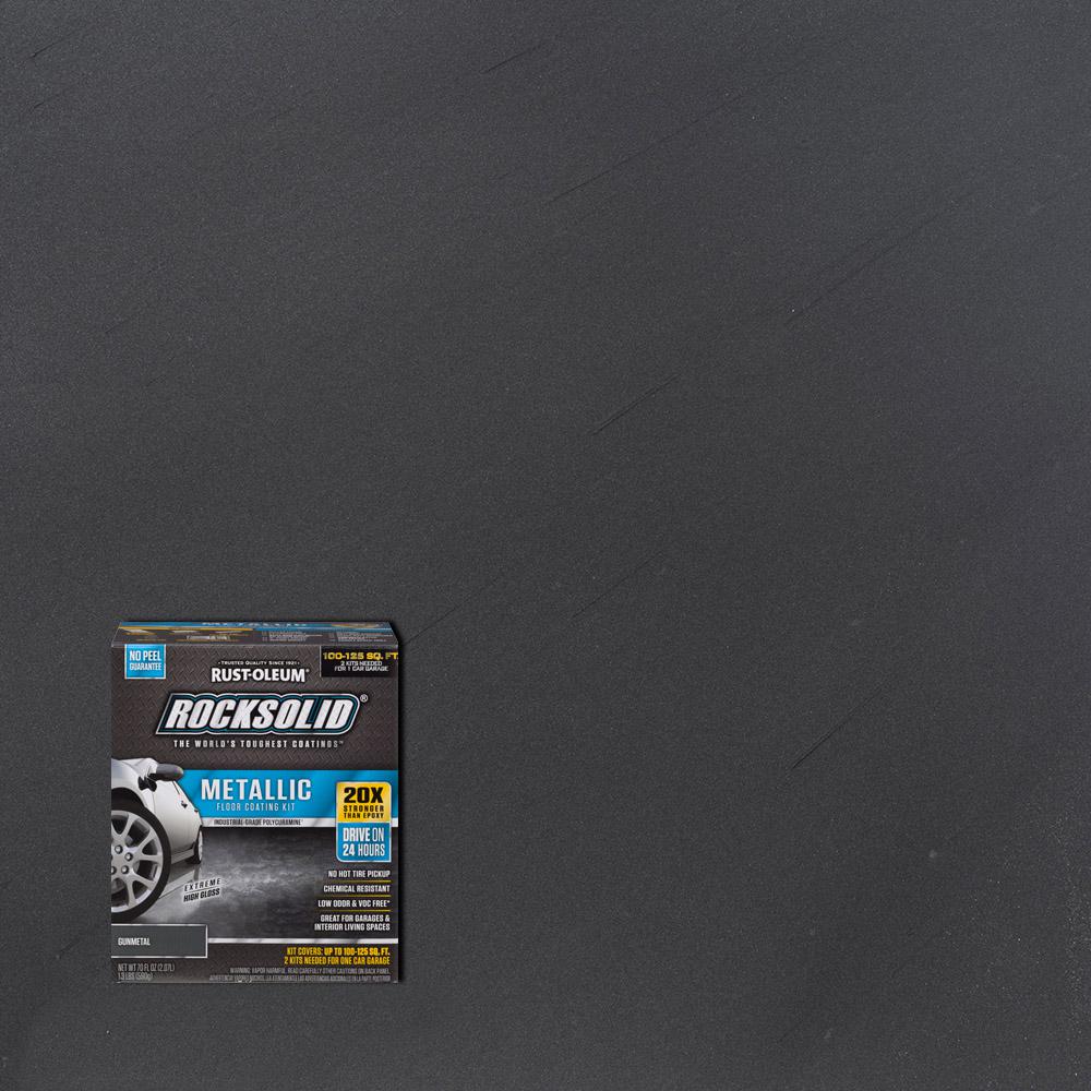 Rust Oleum Rocksolid 70 Oz Gunmetal Metallic Garage Floor Kit 2