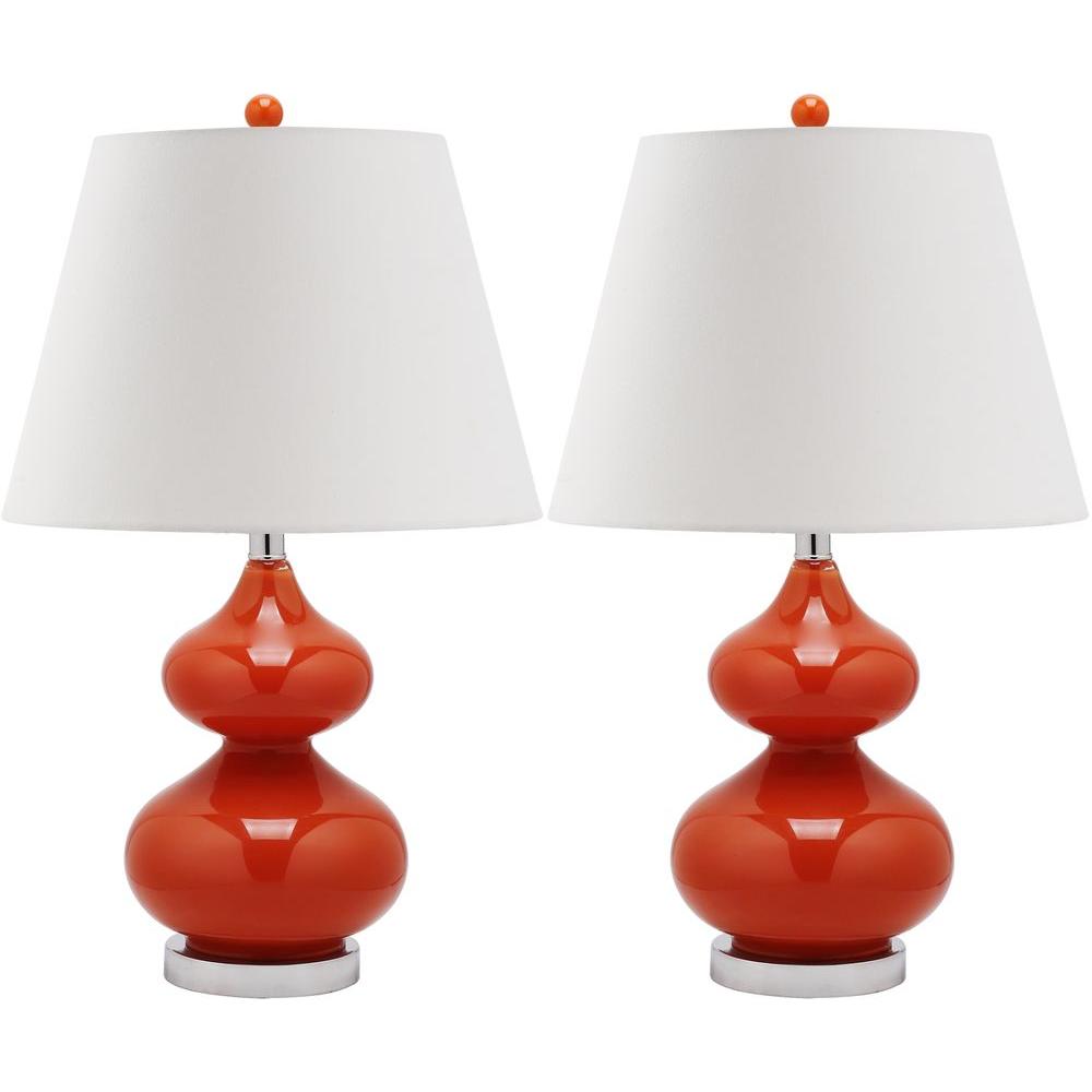 Safavieh Eva 24 In Blood Orange Double Gourd Glass Table Lamp