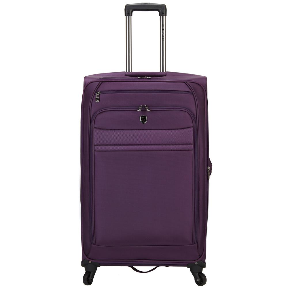 purple rolling luggage