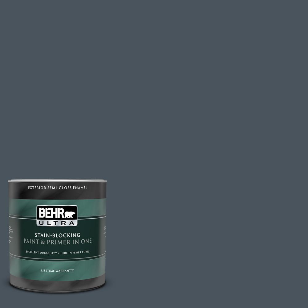 BEHR ULTRA 1 qt. N4807 Midnight Blue SemiGloss Enamel Exterior Paint