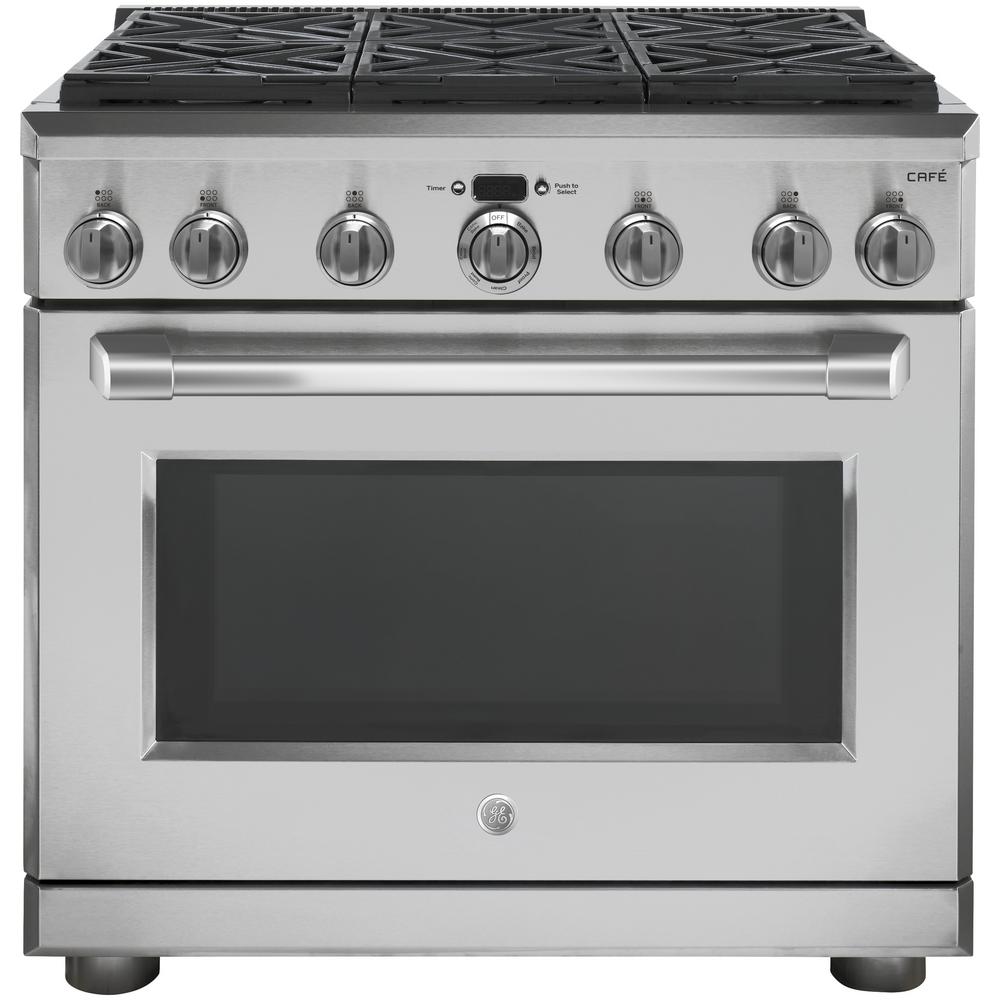 GE Cafe 36 inch 6.2 cu. ft. Gas Range with Self-Cleaning Professional Convection... by GE
