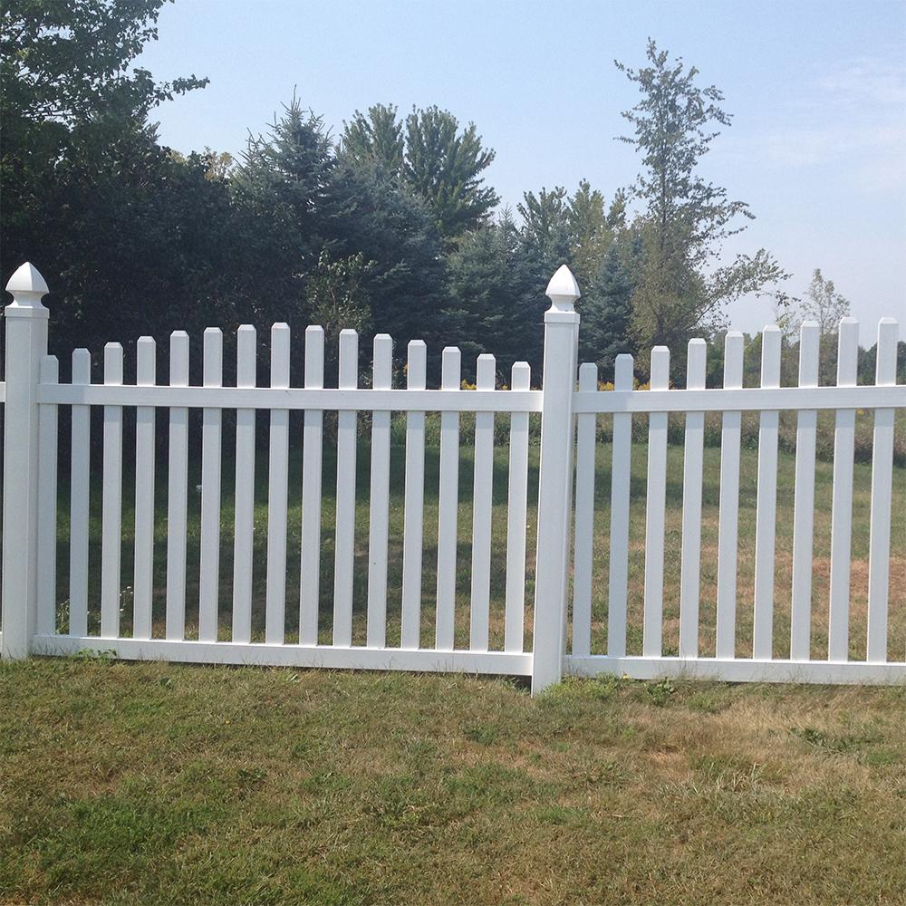 Weatherables Sanibel 4 Ft H X 6 Ft W White Vinyl Picket Fence Panel Kit Pwpi 3cv 4x6 The Home Depot