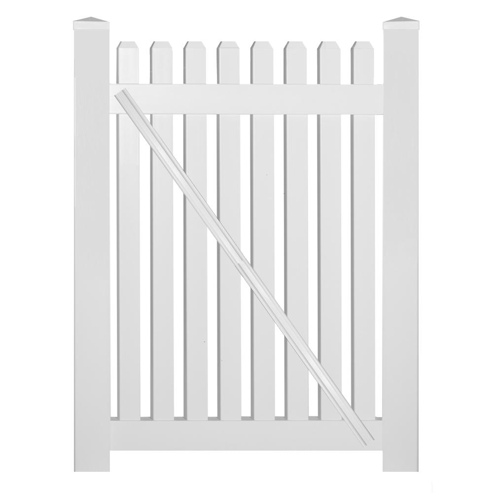 Weatherables Richmond 5 Ft W X 5 Ft H White Vinyl Picket Fence Gate Kit Includes Gate Hardware Swpi 3nrsc 5x60 The Home Depot