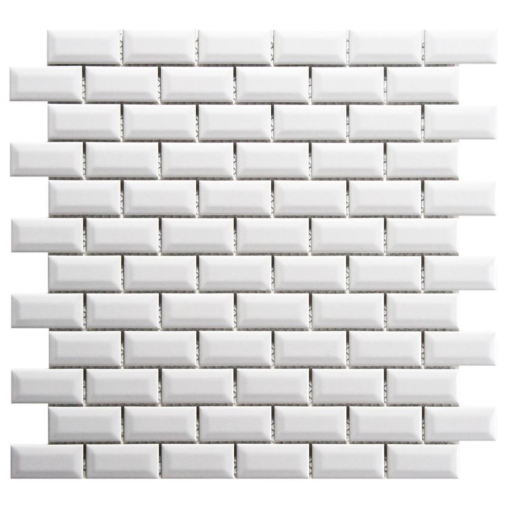 Msi White Glossy Staggered 12 In X 6mm Beveled Porcelain Metro Subway Beveled Glossy White 12 In X 5 Mm Porcelain