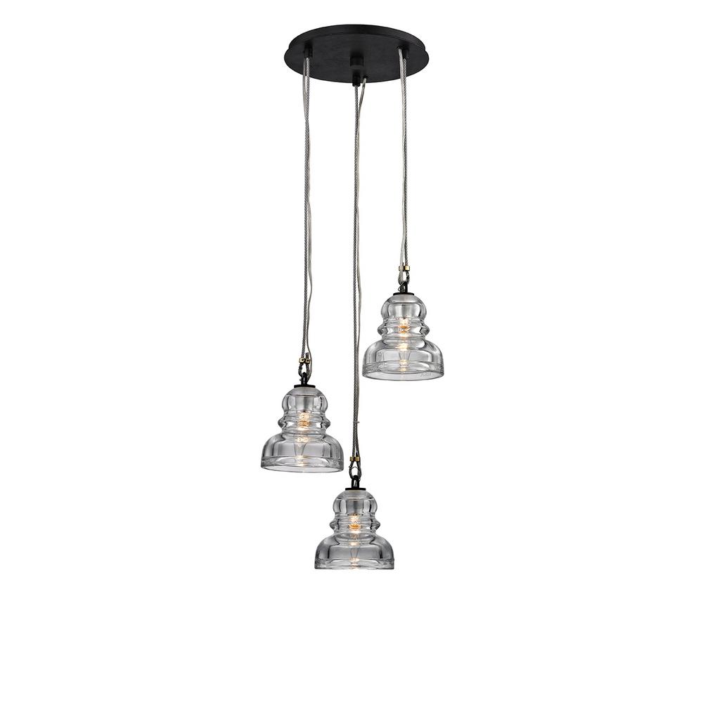 Troy Lighting Menlo Park 3 Light Deep Bronze Cer Pendant With Troy Lighting Menlo Park 3 Light Deep Bronze Cer Pendant With Historic Clear Pressed Gl
