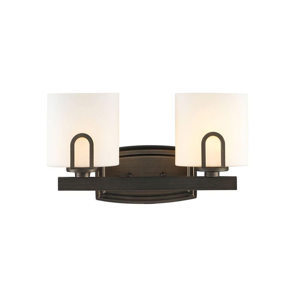 Golden Lighting Presilla Collection 2-Light Gunmetal Bronze Bath Vanity ...