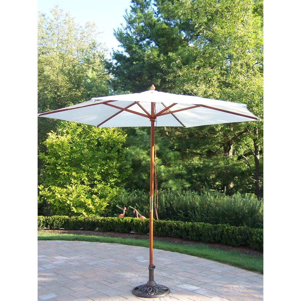 Oakland Living 9 Ft Patio Umbrella In White With Stand 4001 4101 2 Ab The Home Depot