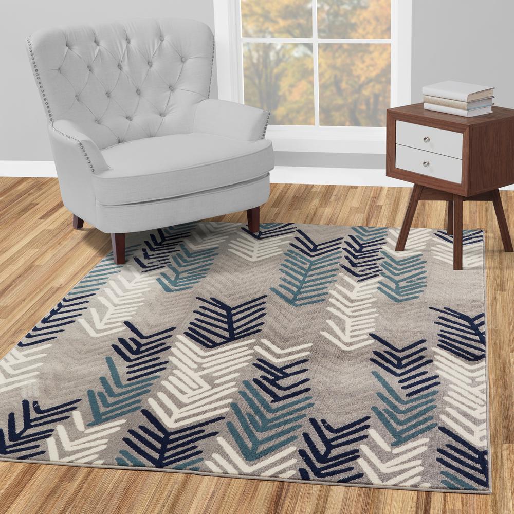Diagona Designs Jasmin Collection Contemporary Fl Design Gray And Navy 8 Ft X 10 Area Rug