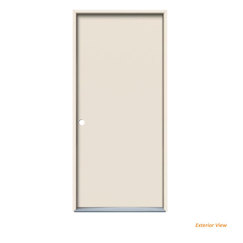 Jeld Wen 34 In X 80 In Flush Primed Steel Prehung Right Hand