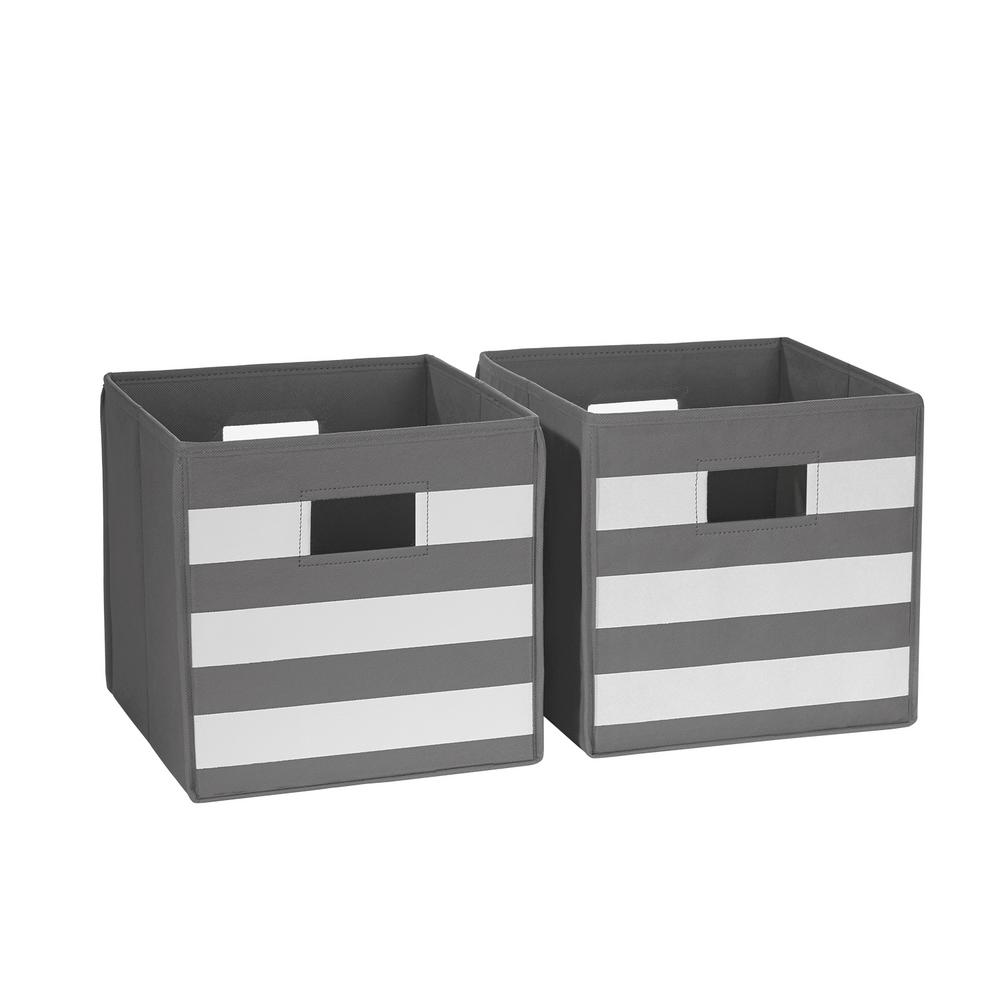 RiverRidge Home 10.5 in x 10 in. Gray with White Stripe Folding Storage ...