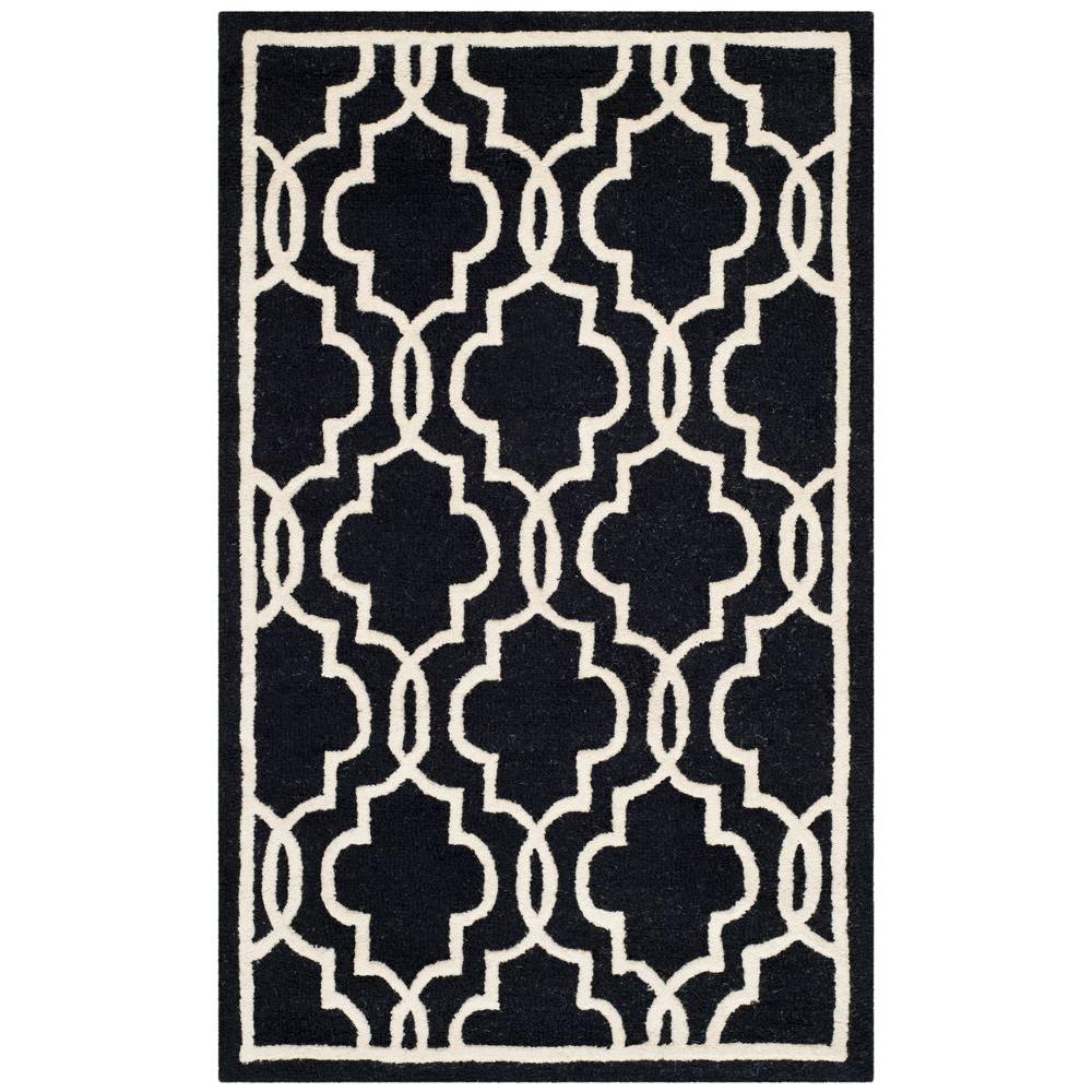 Safavieh Dhurries Black/Ivory 3 ft. x 5 ft. Area RugDHU633A3 The