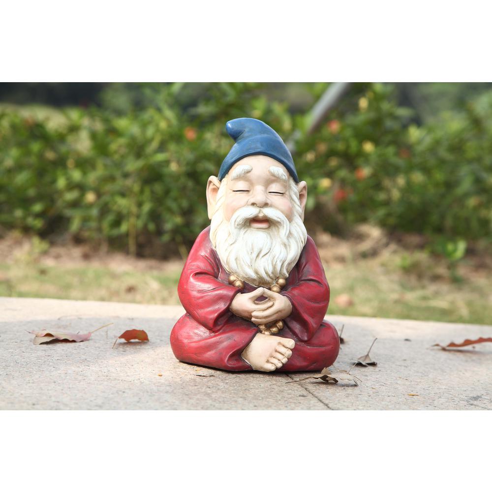 Sunnydaze Bookworm Bernard the Garden Gnome Statue with Mushroom and Solar Light