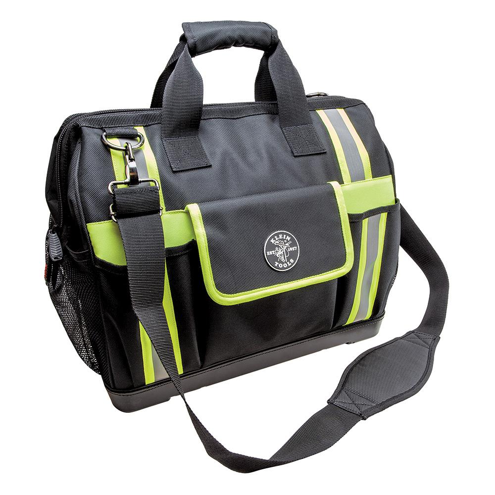 Klein Tools Tradesman Pro 17-1/2 in. High-Visibility Tool Bag in Black ...