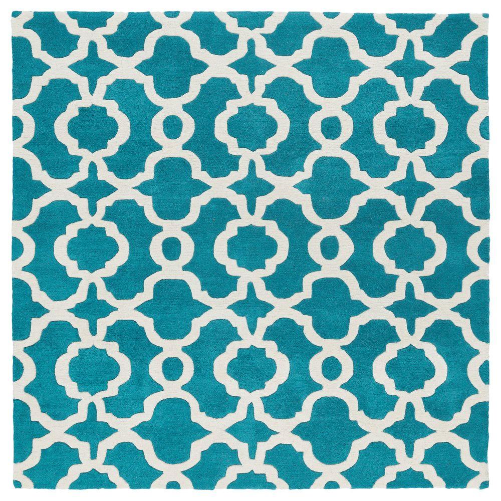 Kaleen Revolution Teal 5 ft. 9 in. x 5 ft. 9 in. Square Area RugREV03