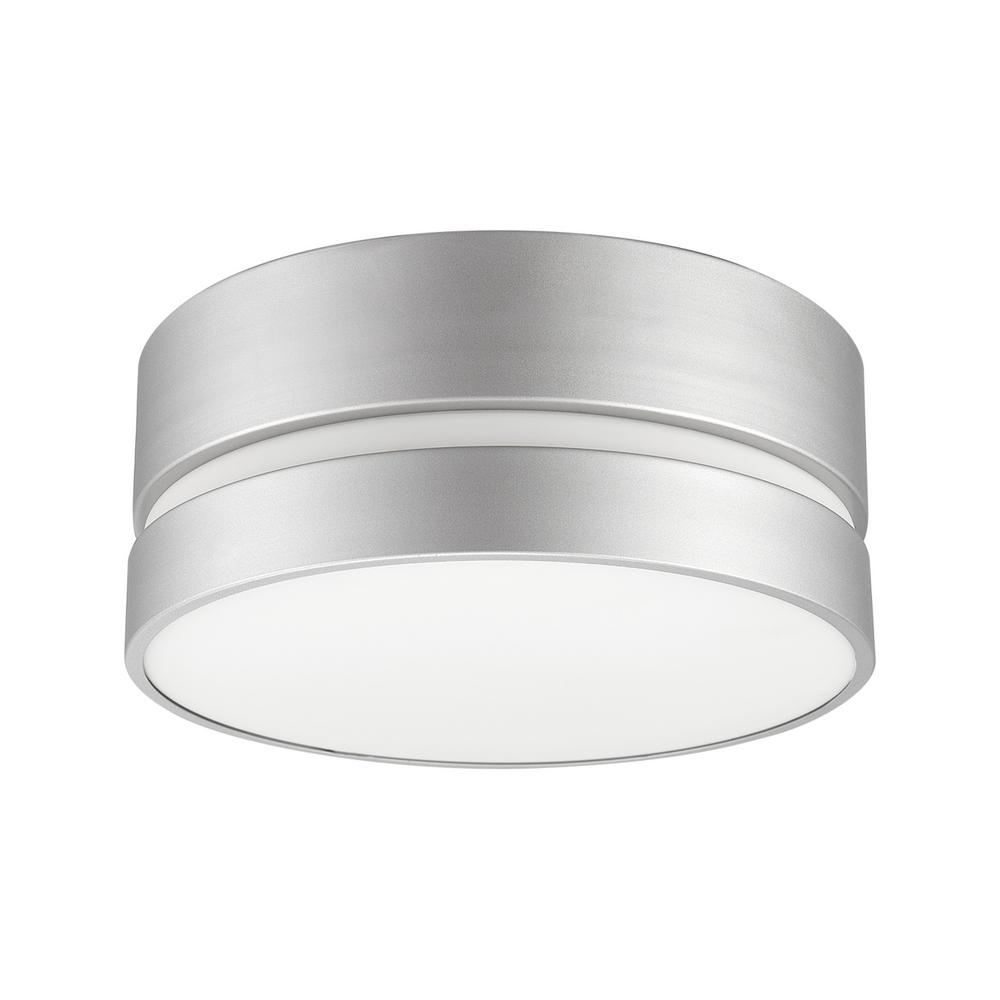Silver Grey Frosted Glass Round Flush Ceiling Light Fitting Home Lounge Lighting