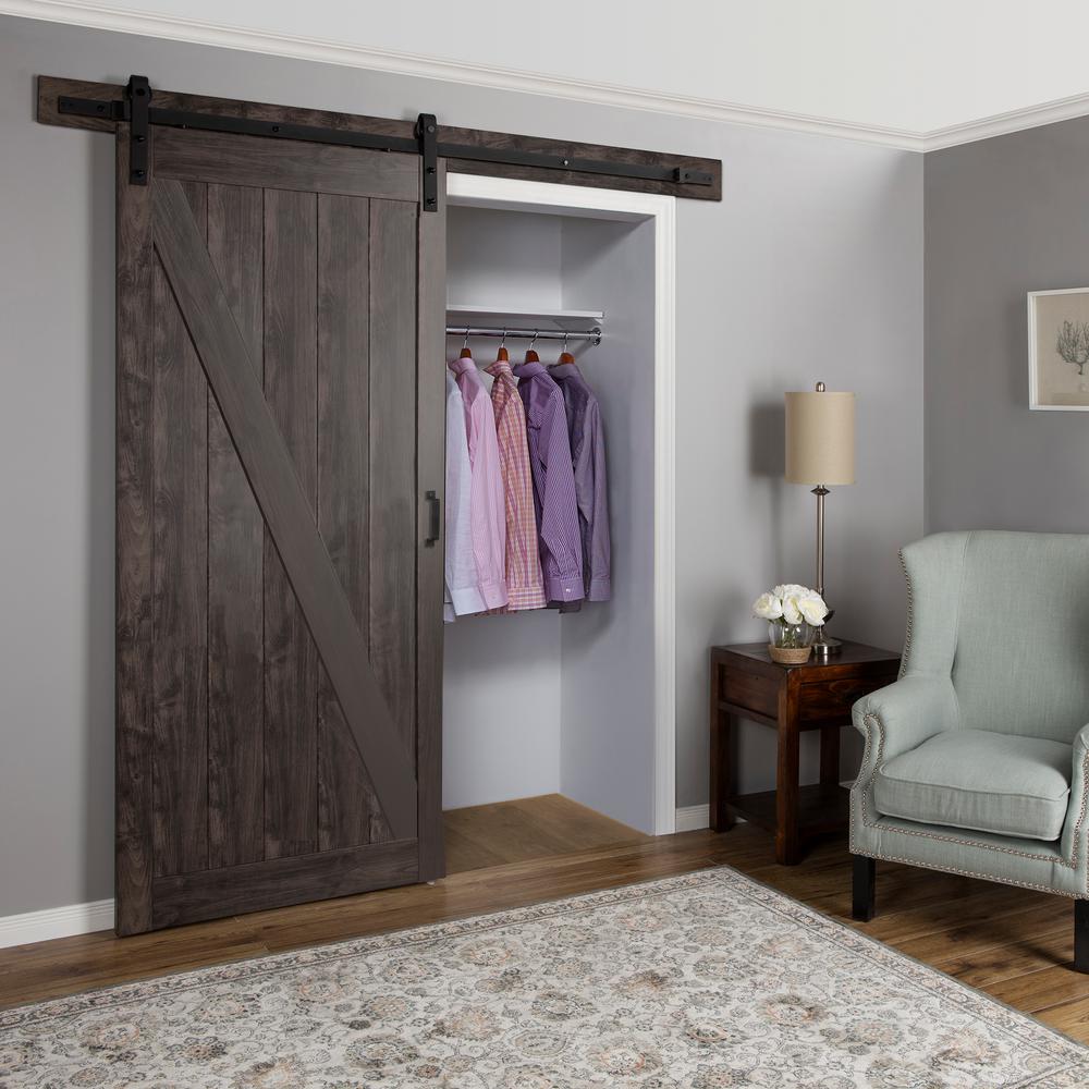 Truporte 36 In X 84 In Iron Age Z Design Solid Core Interior Barn Door With Rustic Hardware Kit