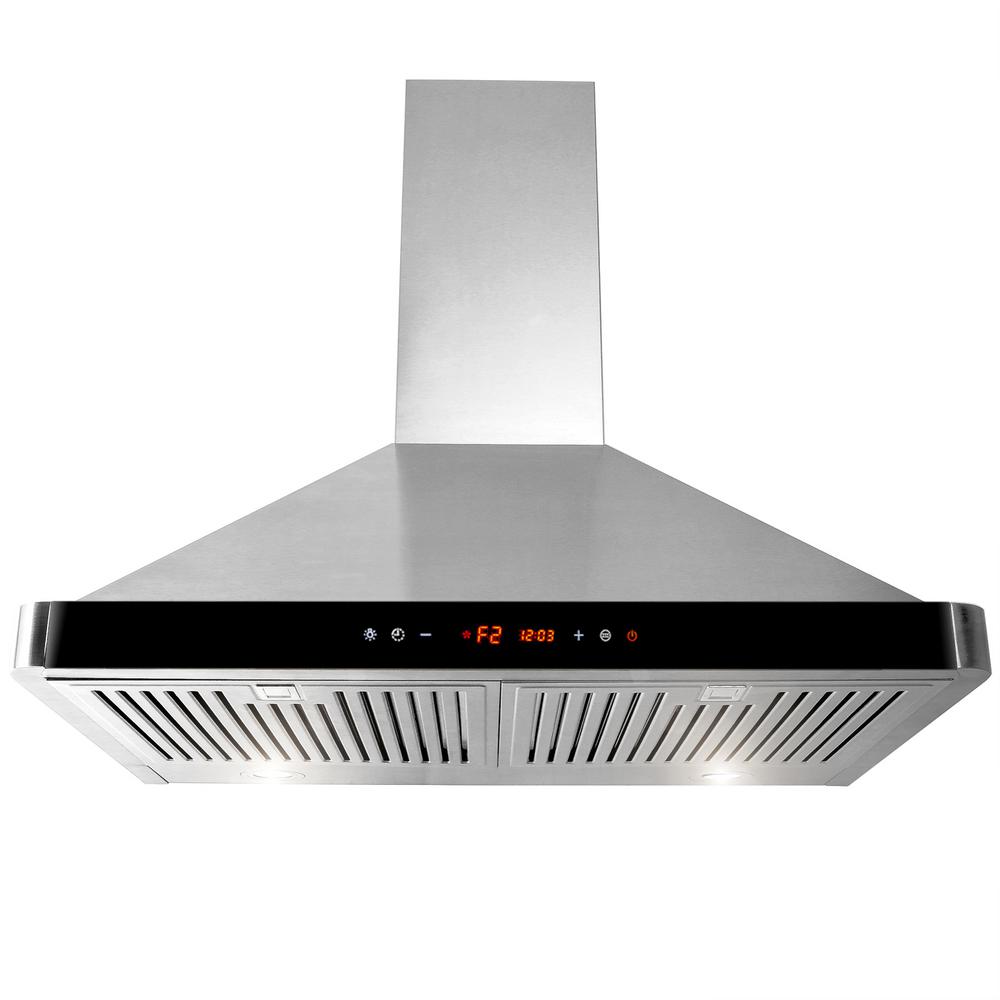 Golden Vantage 30 In 312 Cfm Convertible Kitchen Wall Mount Range Hood Stainless Steel With Leds And Touch Panel