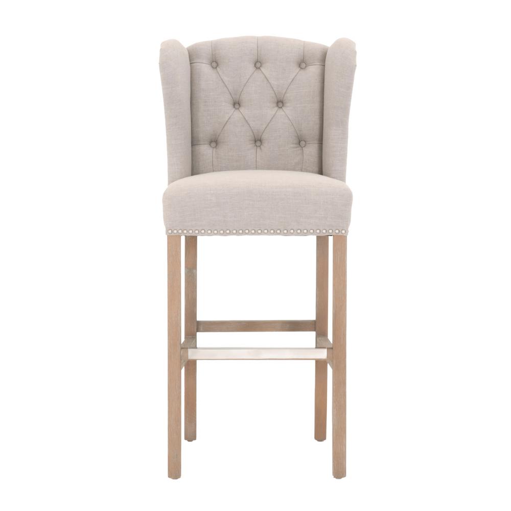 Full Back Fabric Bar Stools Kitchen Dining Room Furniture Tan Cushioned Bar Stool In Stone Wash