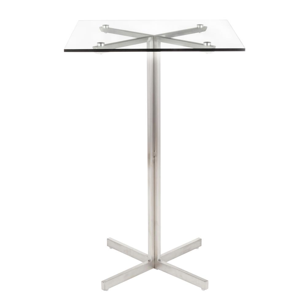 Fuji Stainless Steel Square Bar Table With Clear Gl Top Fuji Stainless Steel Square Bar Table With Clear Gl Top