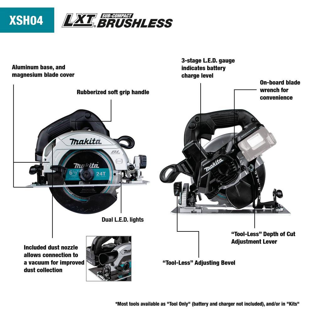 MAKITA Circular Saw 18Volt 61/2 in. Cordless LXT LithiumIon Sub
