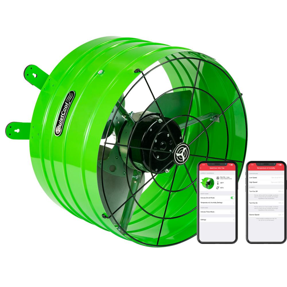 Quietcool 2830 Cfm Green Electric Powered Gable Mount Electric Attic Fan Afg Smt 3 0 The Home Depot