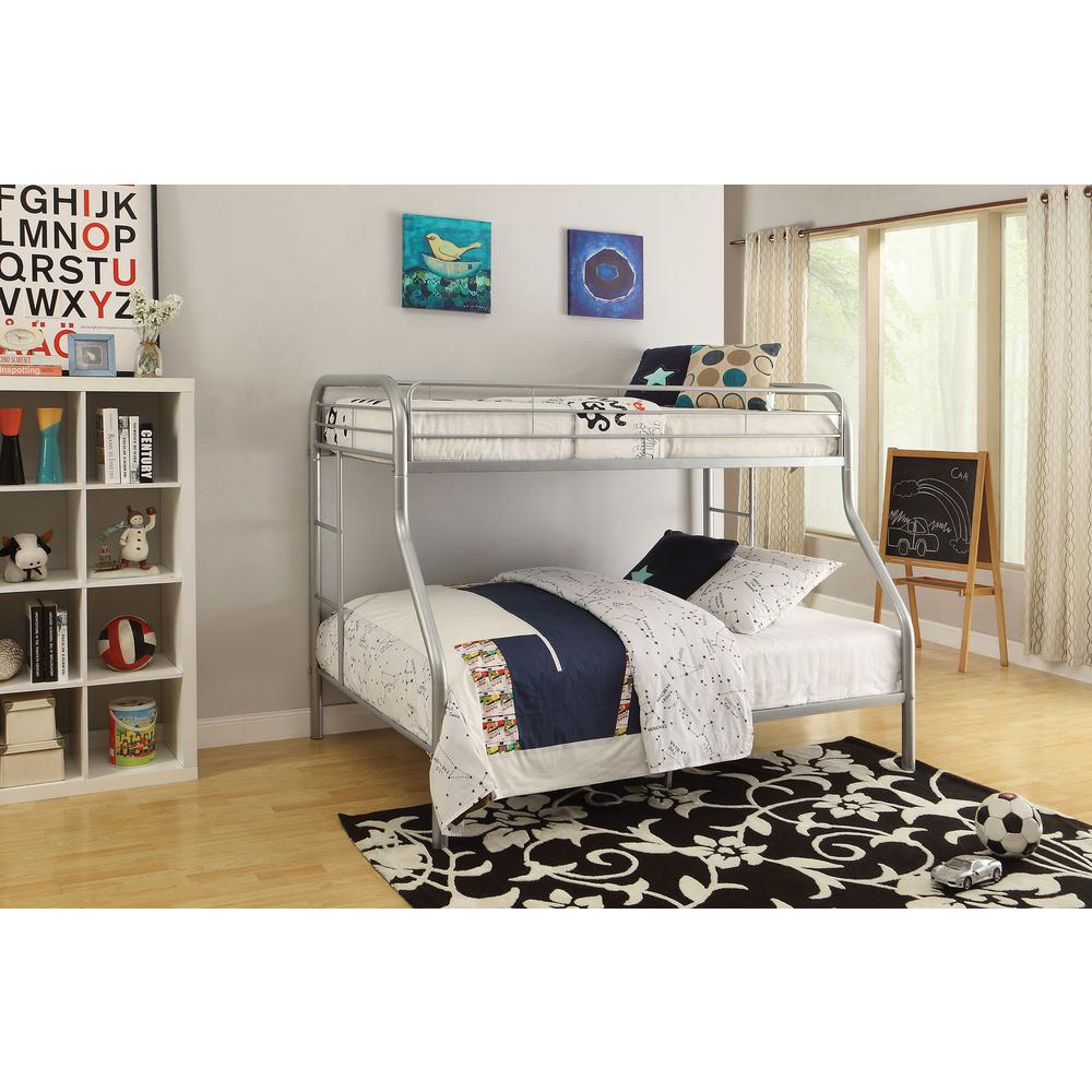 Acme Furniture Tritan Twin Over Queen Metal Bunk Bed02052SI The Home