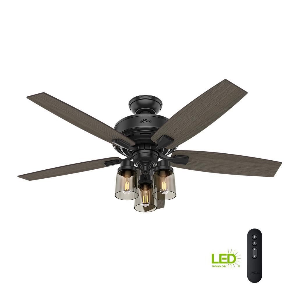 Rustic Ceiling Fans Lighting The Home Depot Bennett 52 In Led Indoor Matte Black Ceiling Fan