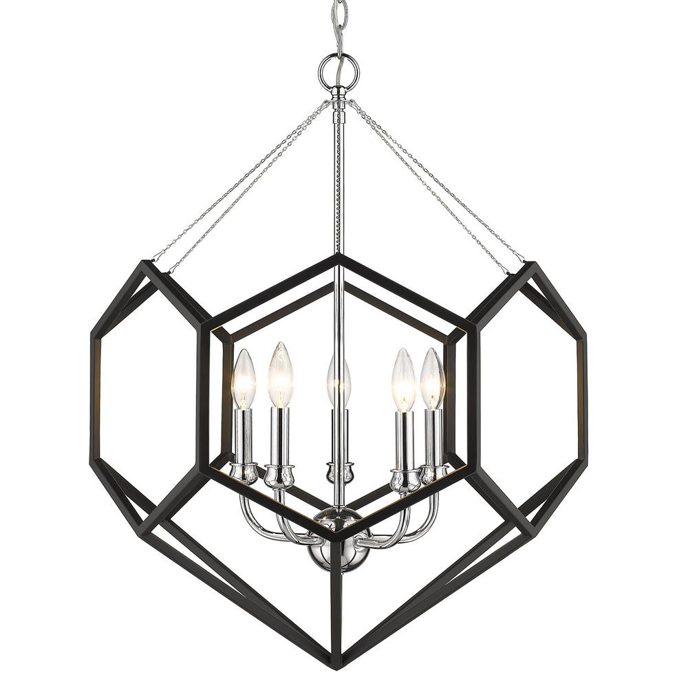 Golden Lighting Damina 5 Light Chrome And Black Chandelier 2918 Ch Golden Lighting Damina 5 Light Chrome And Black Chandelier