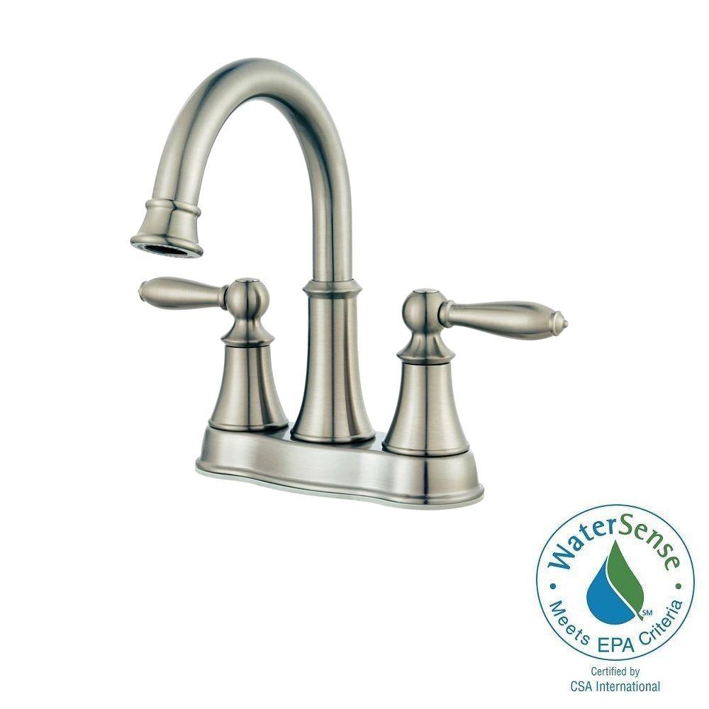 Pfister Courant 4 in. Centerset 2Handle HighArc Bathroom Faucet in Brushed NickelF048COKK