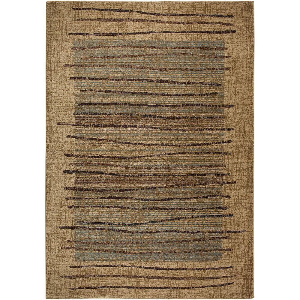 Rizzy Home Bellevue Collection Beige Striped 5 ft. 3 in. x 7 ft. 7 in