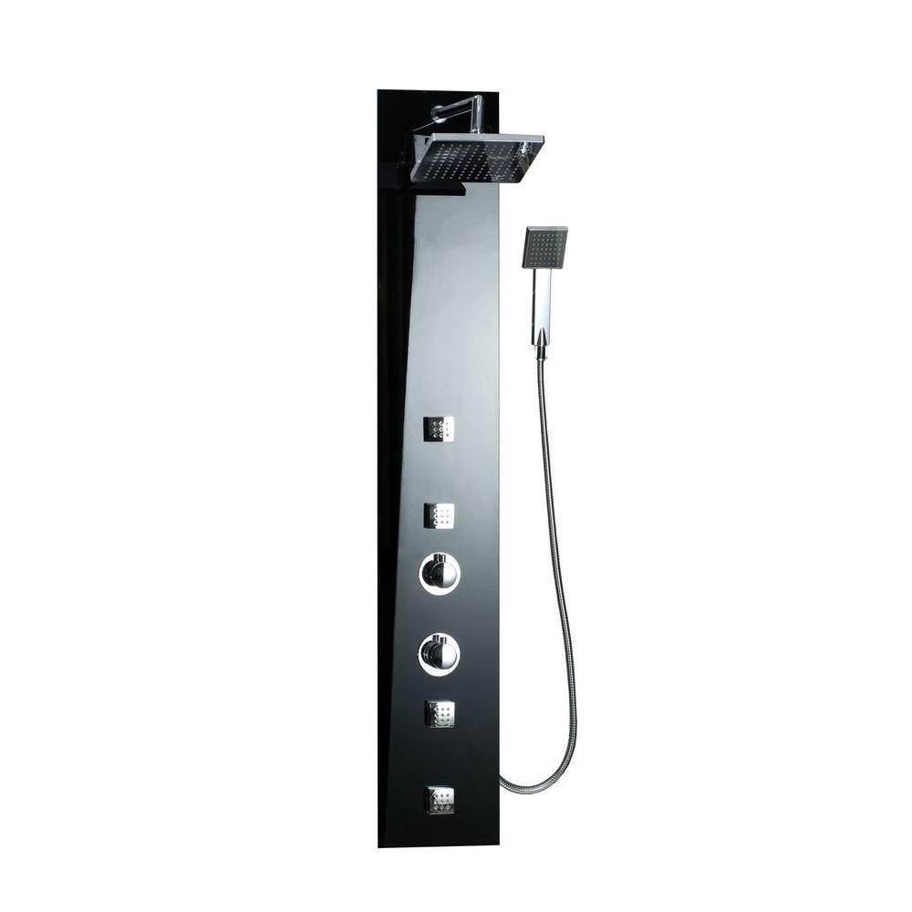 OVE Decors 4-Jet Shower Tower System in Black Tempered glass-OSC-16 ...