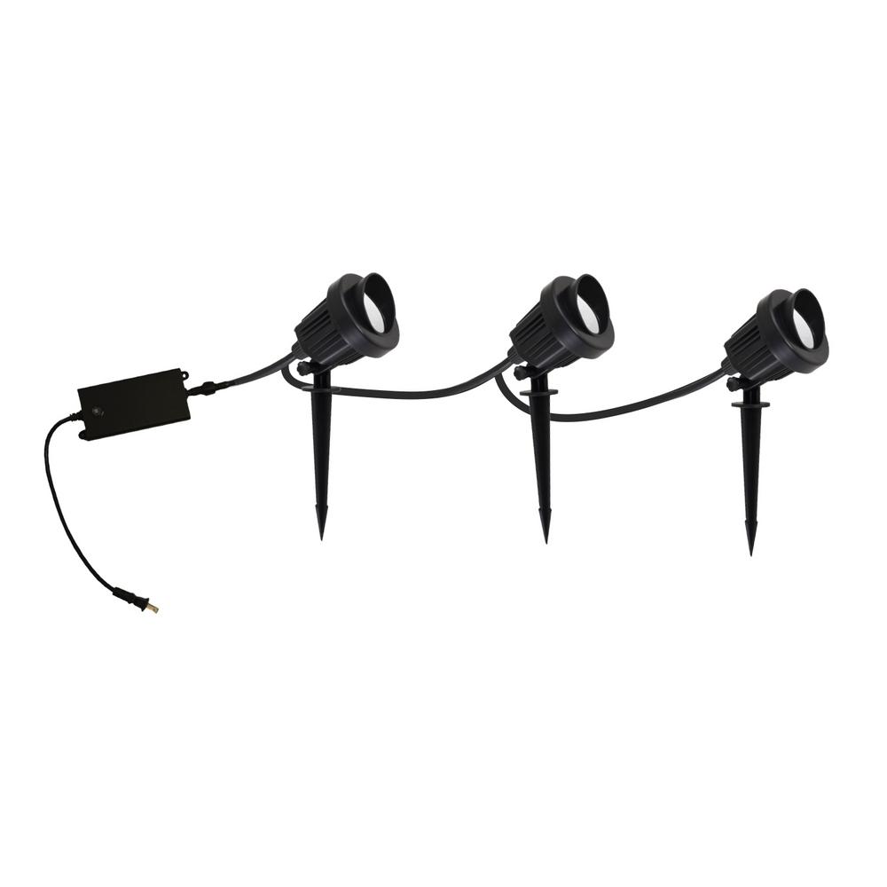 110 240v Landscape Lighting Outdoor The Home Depot 9 Watt Black Outdoor Integrated Linkable Led Landscape Spot Light Kit With Dusk To Dawn