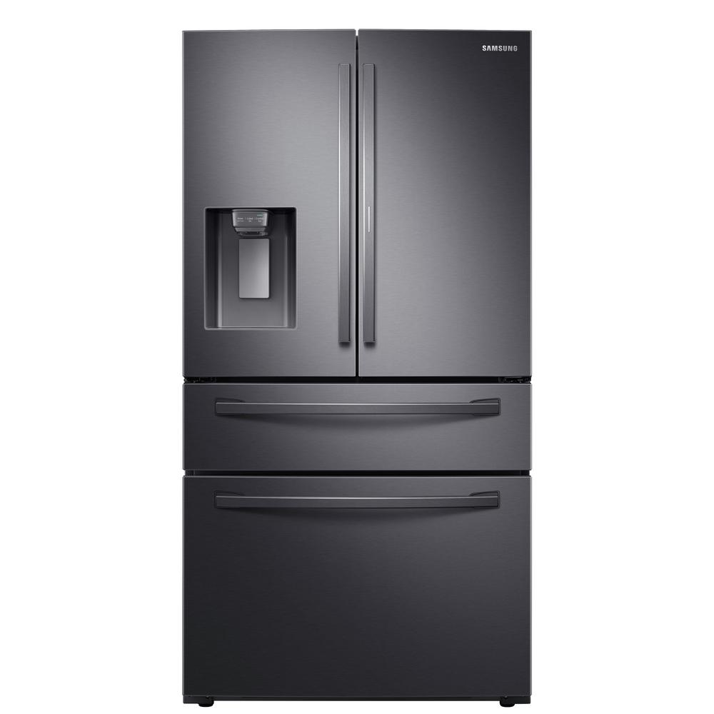 Samsung 27.8 cu. ft. Food Showcase 4-Door French Door Refrigerator in Fingerprint Resistant Black Stainless