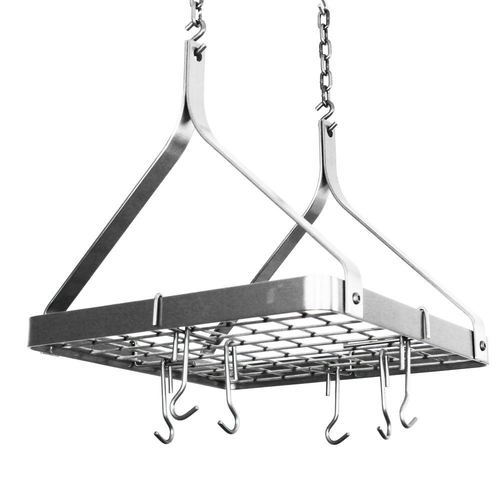 Classic Series Square Ceiling Rack With 12 Hooks Stainless Steel