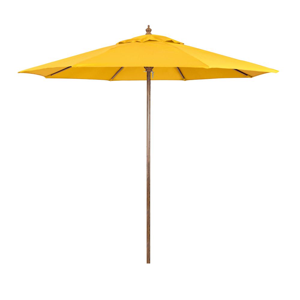 Astella 9 Ft Wood Grain Steel Push Lift Market Patio Umbrella In Polyester Yellow Fabric Mow908202 P57 The Home Depot