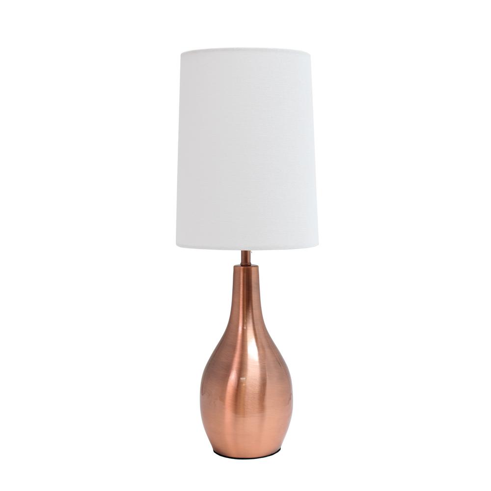 19.5 in. 1-Light Rose Gold Tear Drop Table Lamp
