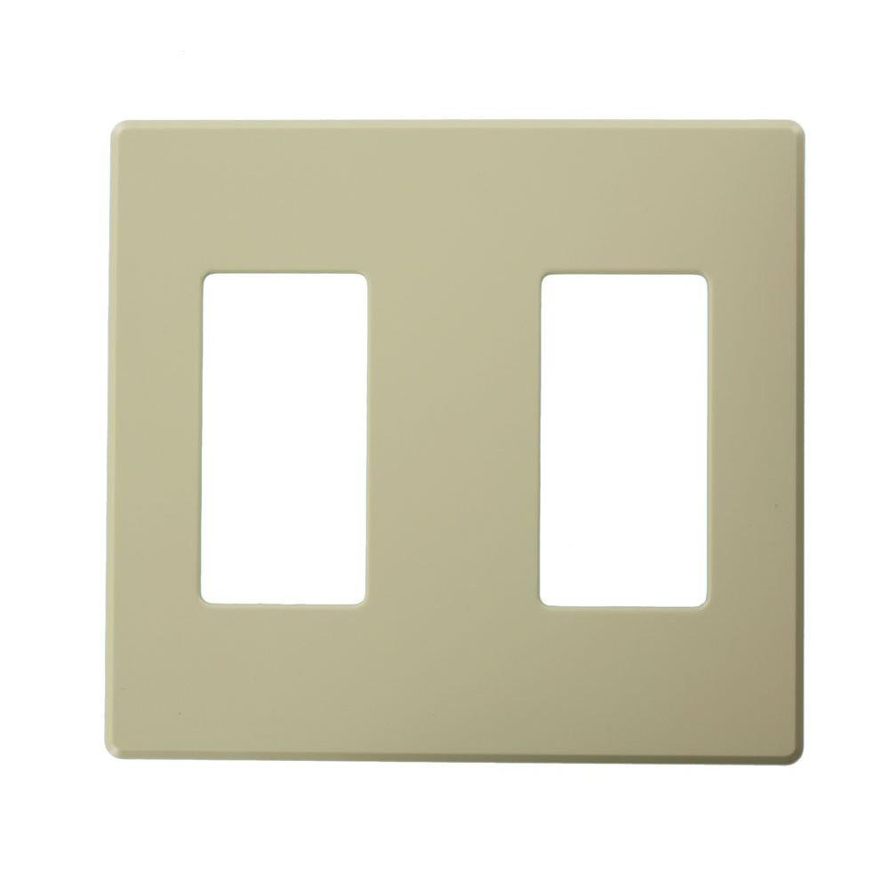 Leviton 2Gang Narrow Fins Left On Renoir II Wall Plate in IvoryAWP0F