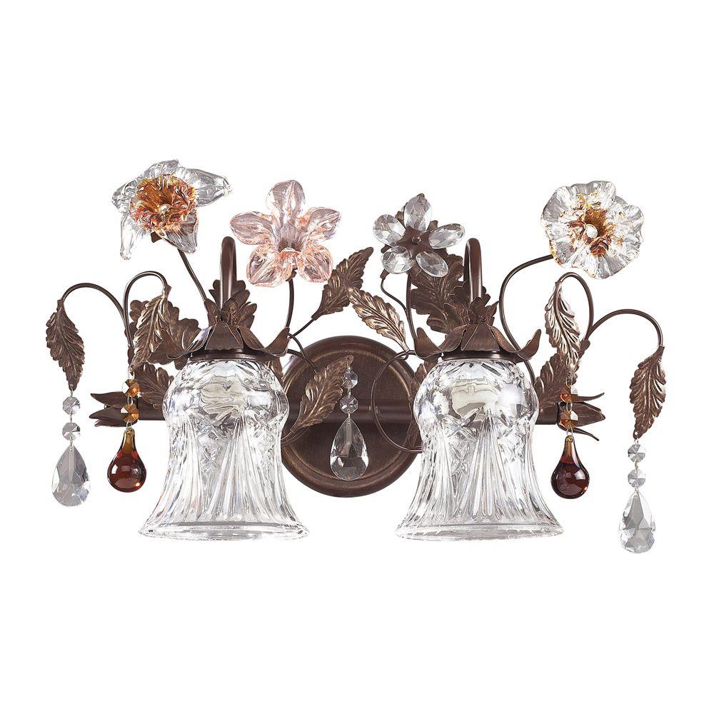 Titan Lighting Cristallo Fiore 2Light Deep Rust Wall Mount Vanity