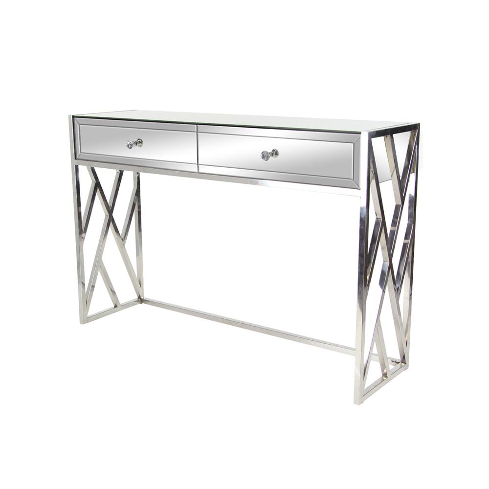Litton Lane Silver 2 Drawer Mirrored Console 87397 The Home Depot Litton Lane Silver 2 Drawer Mirrored Console