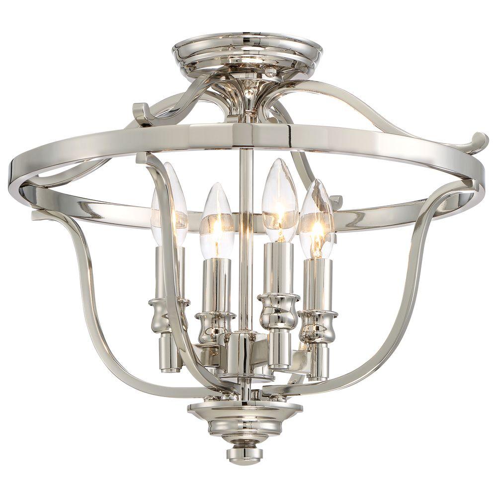 Details About 4 Light Polished Nickel Semi Flush Mount Chandelier Ceiling Lighting Fixture New