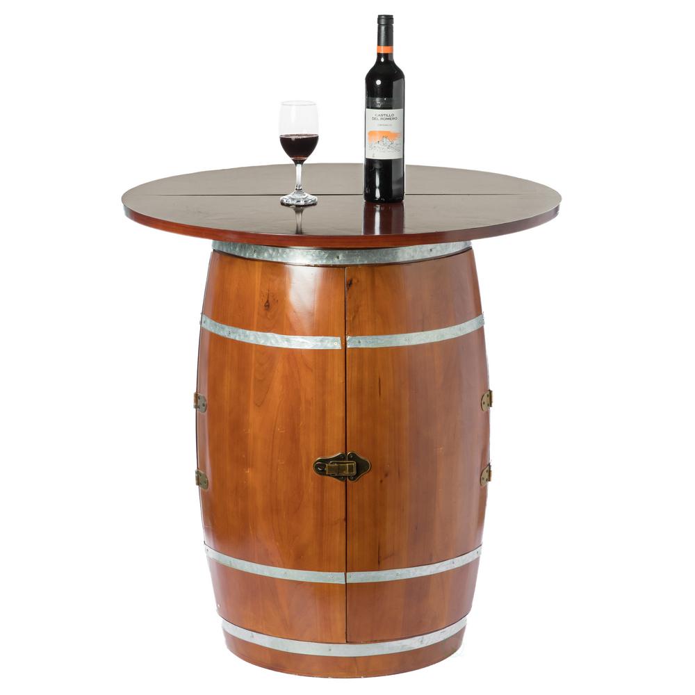Vintiquewise Wine Barrel Round Table Wine Storage